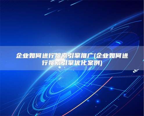 企业如何进行搜索引擎推广(企业如何进行搜索引擎优化案例)