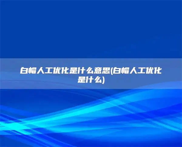 白帽人工优化是什么意思(白帽人工优化是什么)