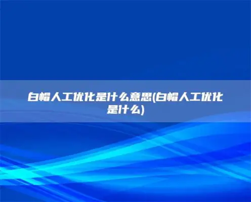 白帽人工优化是什么意思(白帽人工优化是什么)